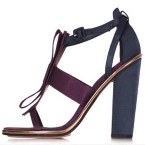 Topshop Raspberry Satin Bow Sandal Heels